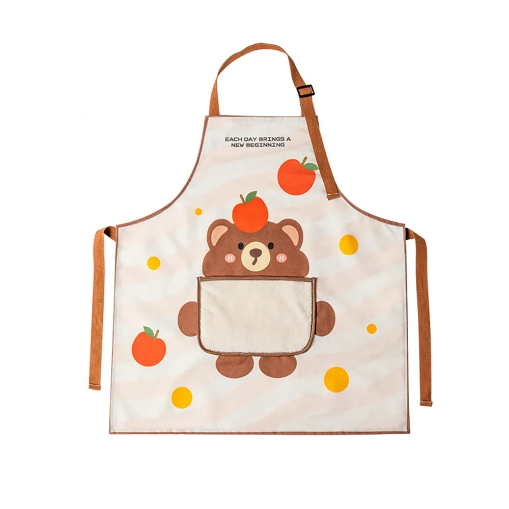 

Милый холщовый кухонный фартук с героями мультфильмов, водонепроницаемая униформа для ресторана, без рукавов, противообрастающая рабочая одежда для общественного питания для женщин