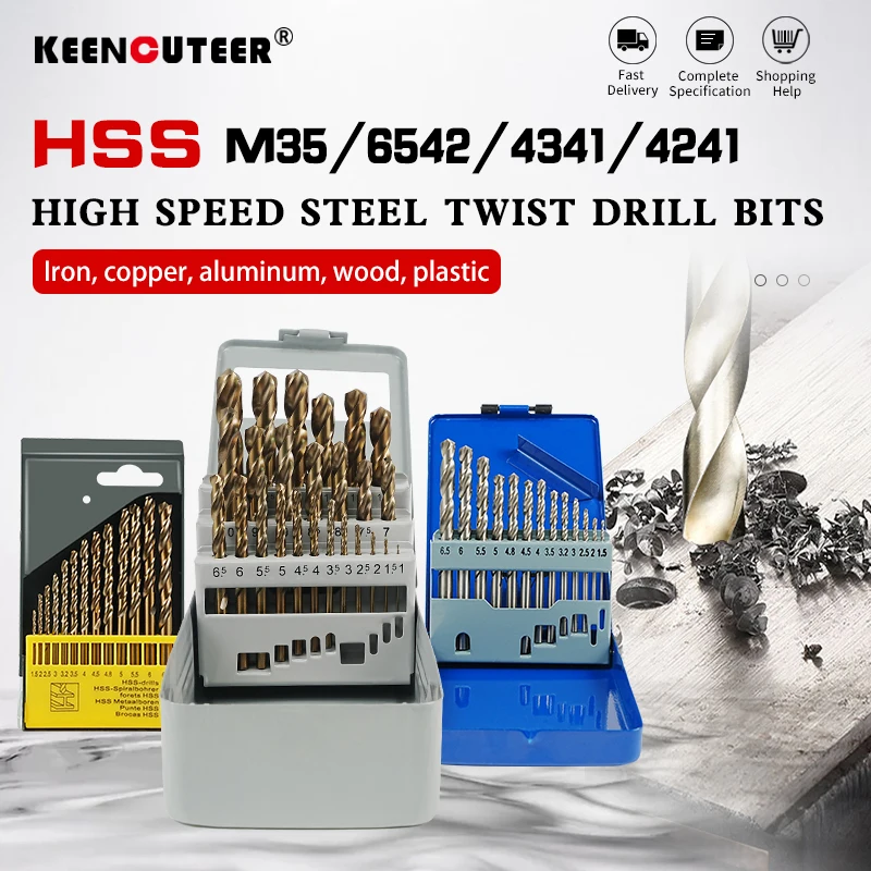 

13/19/25PCS HSS Twist Drill Bit Set 1-13mm Metric Composite Drill Bits Bright Finish Cutting Drilling Tool For Wood/Metal Hole