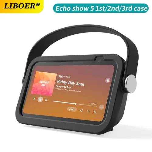 Funda de silicona para Echo Show 5 3rd/1st/2nd, funda protectora suave portátil para Alexa Echo Show 5th, Estuche de transporte con correa para asa