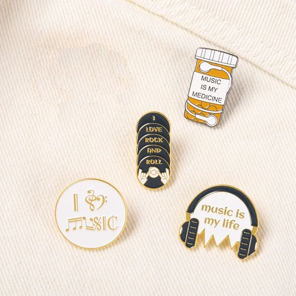 Lapel Jewelry Metal Rock Personality Earphone Baking Paint Pin Backpack Decoration Music Enthusiast Badge Cartoon Brooch