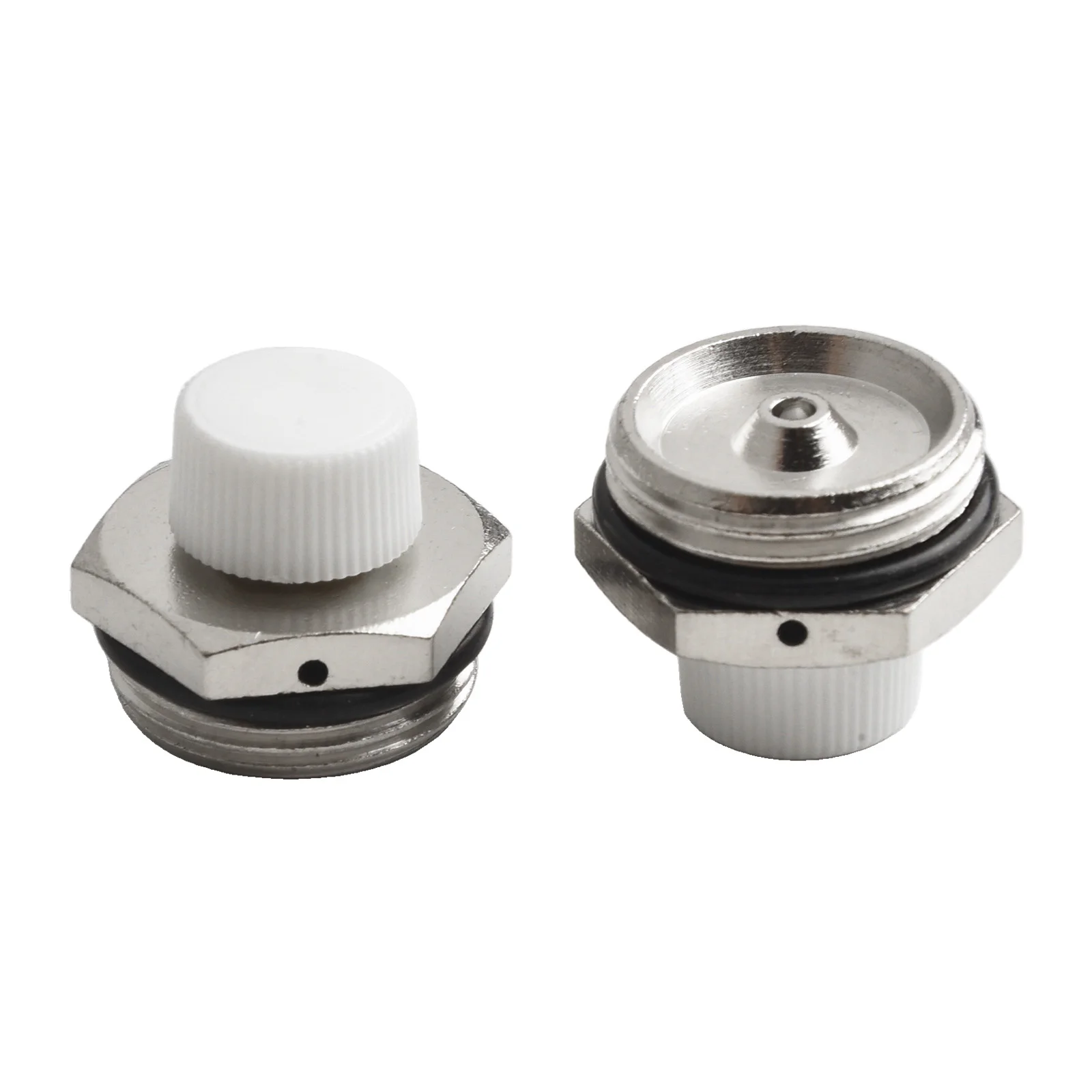 Conjunto de 2 válvulas de ventilação de ar do radiador com rosca macho BSP latão niquelado para liberação manual de ar do radiador