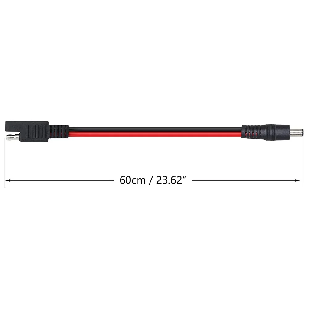 60cm/2Ft 14AWG SAE Plug to DC 5.5x2.1mm Male Converter Adapter Cable for Cars Motorcycles RV Solar Panels Portable Battery etc.