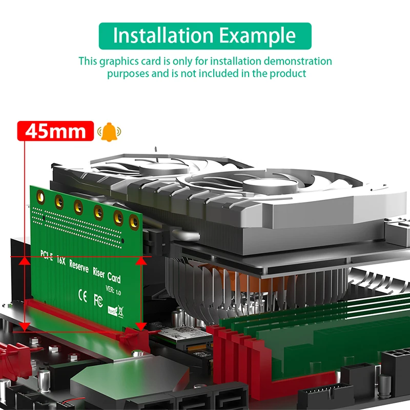 Conector PCIE X16 macho a hembra, convertidor inverso PCI Express 16X 3,0, elevador de tarjeta de expansión PCI-E X16, 61,8mm para escritorio 2U, nuevo