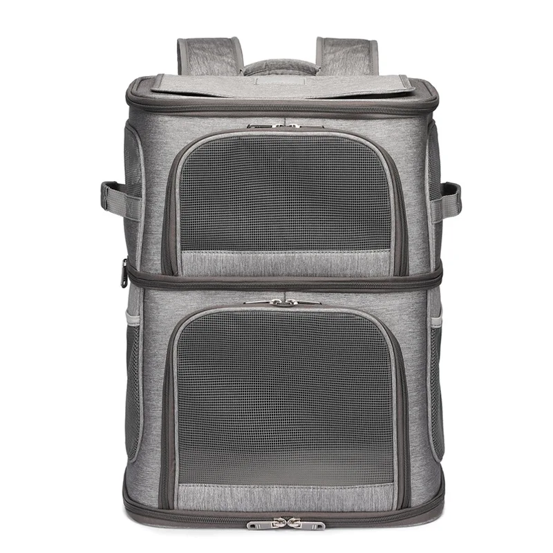 

Portable Foldable Double-Layer Pet Backpack for Cats Dogs with Large Capacity Comfortable Breathable Design for Two Pets