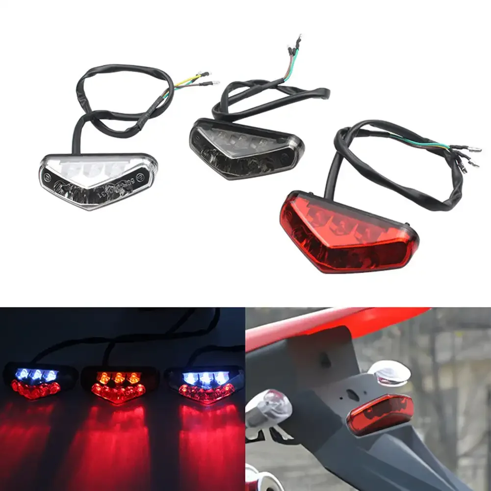 Mini Motorbike LED Tail License Light 12V Rear Brake Lamp for Pit Dirt Bike ATV Chopper Scooter Cruiser Number Plate Taillights