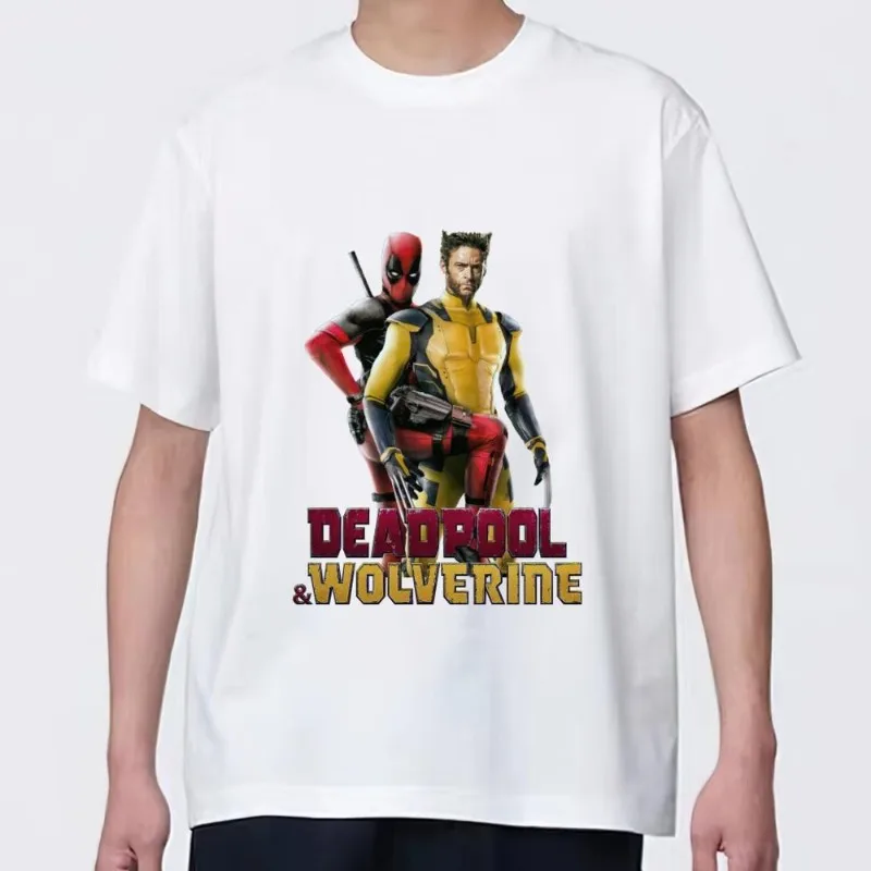 MINISO Daily Deadpool Wolverine T Shirt for Men Versatile Combination Clothes Short Sleeve Collar Fashion Woman Cotton Tops