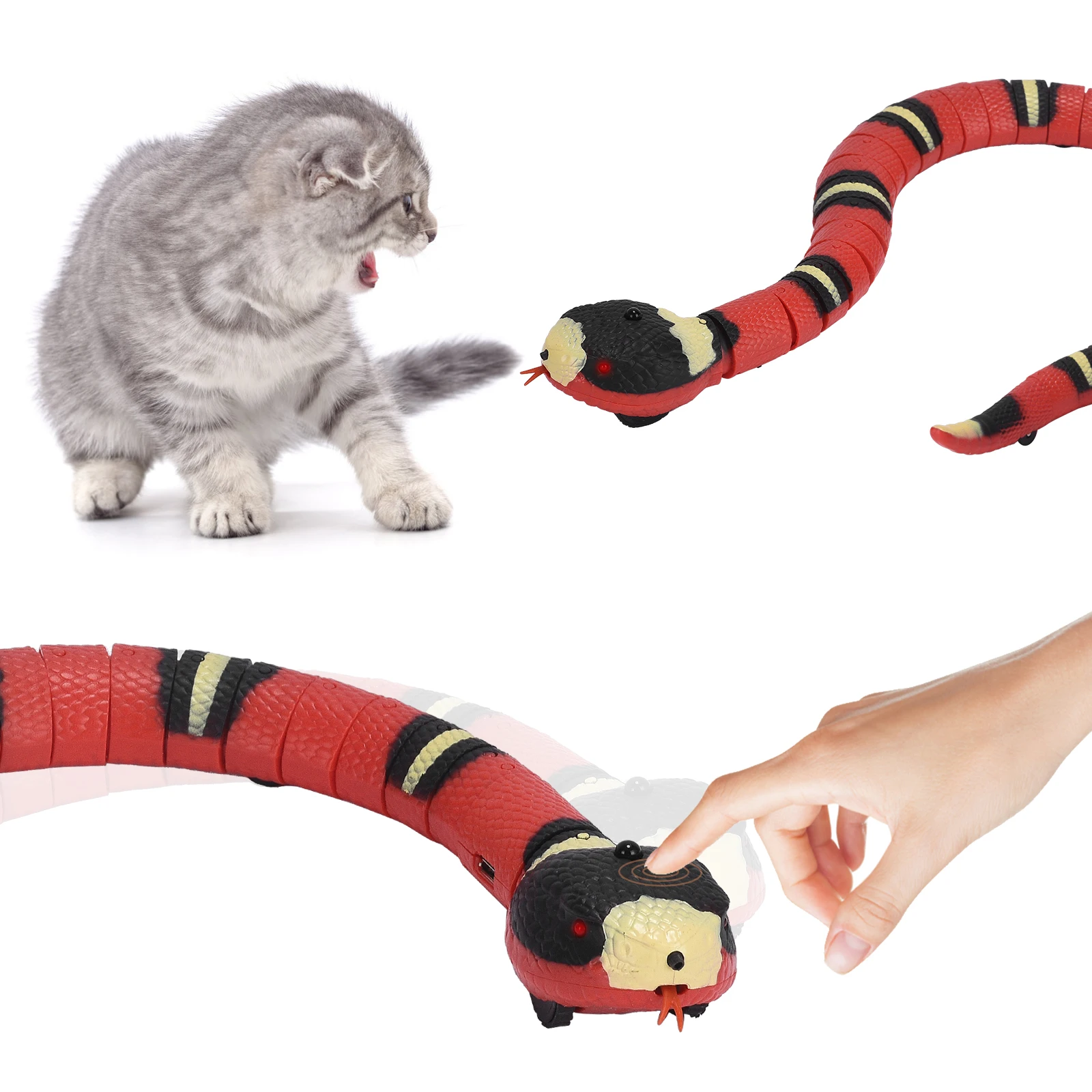 39cm Remote Control Cat Snake Toy Built-in Rechargeable Battery Smart Sensor Snake Cat Toy-cat Electronic Interactive Toys