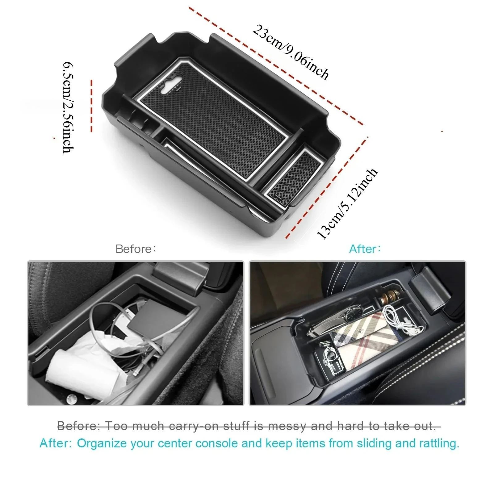 For Volvo XC40 2019 2020 2021 2022 2023 Center Console Organizer Accessories Armrest Insert Secondary Storage Box