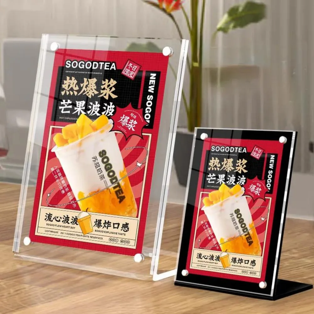 A5 148x210MM L Shape Magnetic Picture Photo Poster Frame Acrylic Sign Holder Restaurant Menu Paper Price Label Card Tags