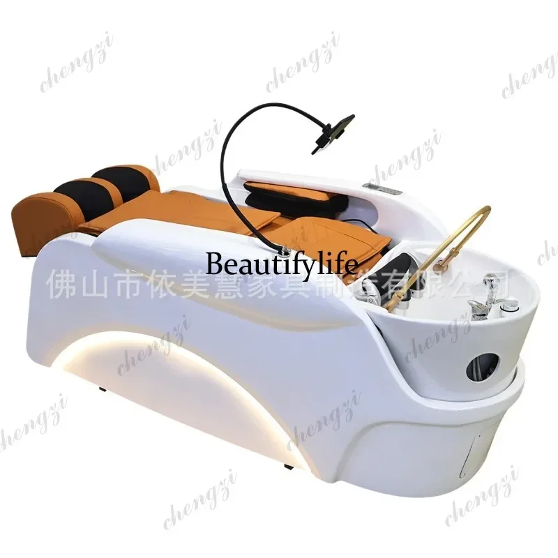 K153   Intelligent Function Shampoo Chairs Luxury Ceramic Basin Hair Wash Fumigation Shampoo Chairs Comfort Water Cycle