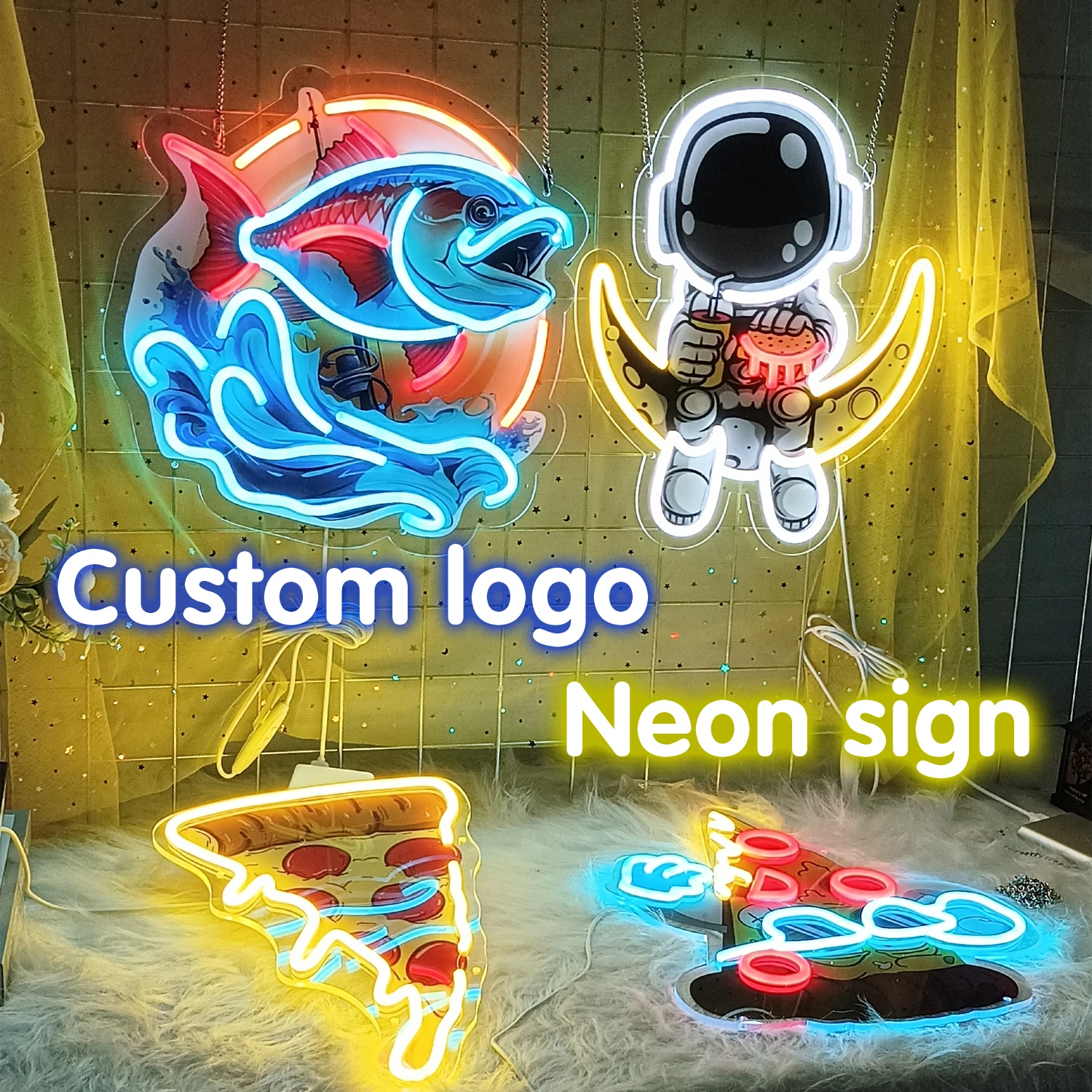 Tanda Neon tanda 3d khusus untuk logo bisnis, LEd kustom besar tanda Logo bisnis Neon tanda logo kustom, led tanda logo cetak UV