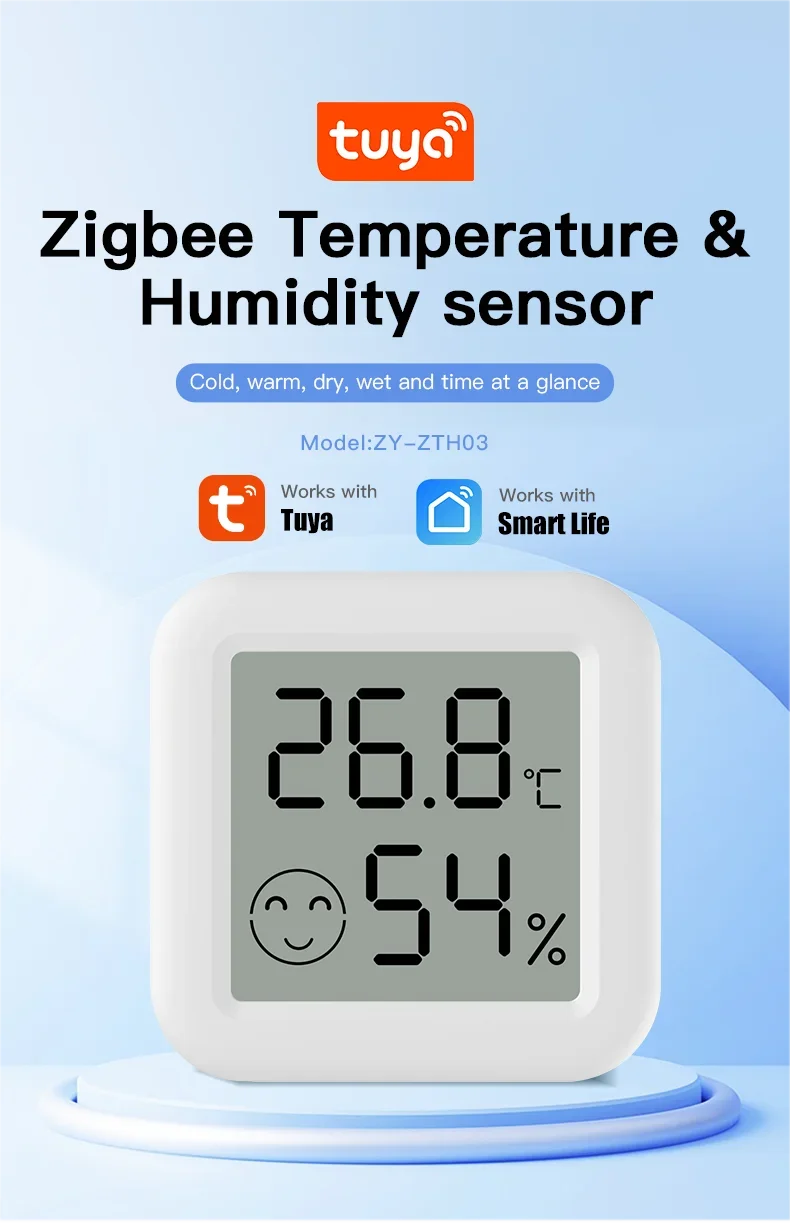 Zigbee Mini Temperatur- und Feuchtigkeitssensor / Intelligentes Thermometer – Unterstützt SmartLife, Yandex und Alexa – Detail 1