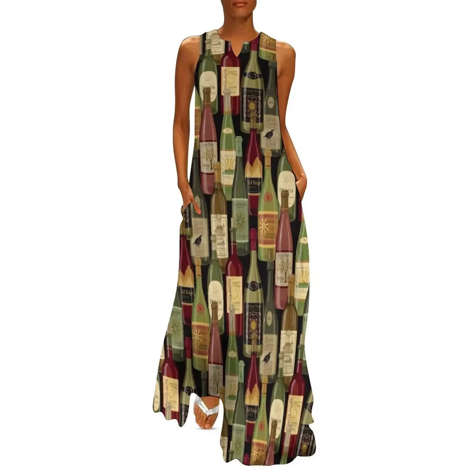 

Wine Bottles Long Dress Casual dresses summer clothes women formal occasion dresses summer dress korean women Dress