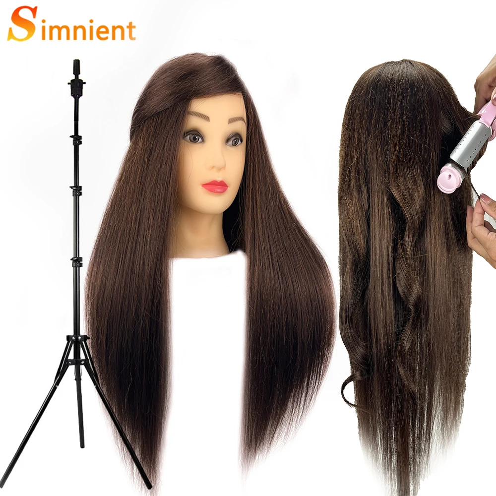 

New 85%Real Hair Doll Head For Hairstyle Professional Training Head Mannequin Head Styling To Practice Hot Curl Iron Straighten