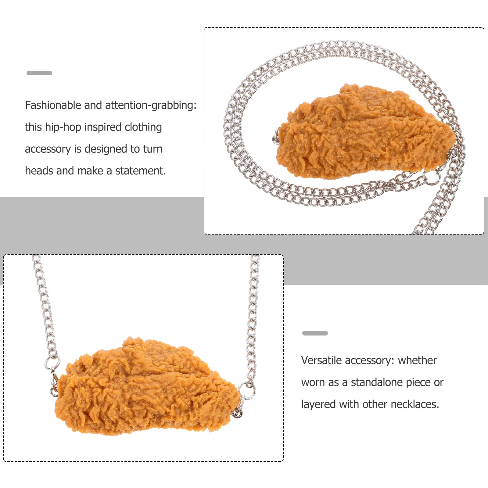 Collier pendentif nourriture de simulation, fausse nourriture frite, décoration alimentaire amusante, jambe jetable