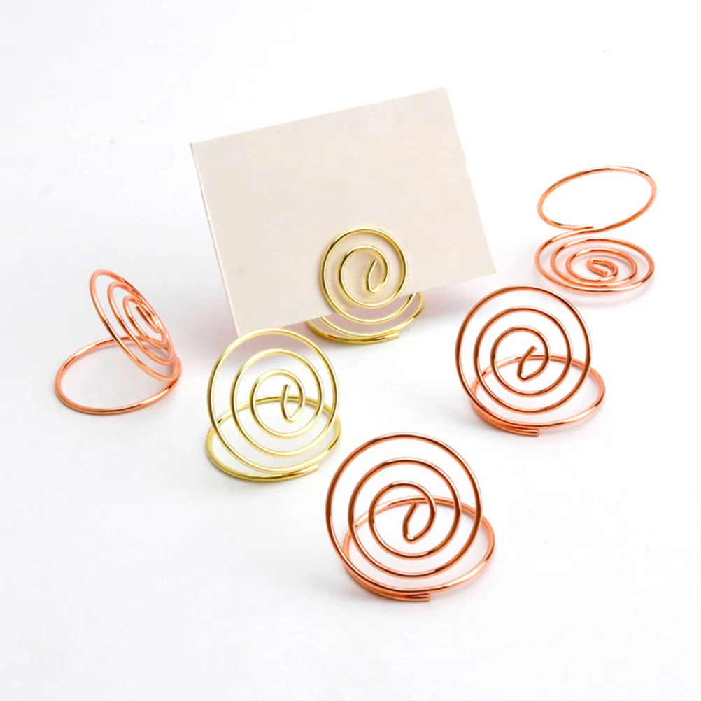 

24 pcs Desktop Photo Heart-Shaped Spiral Base Tabletop Decor For Wedding Party Office Name Card Menu Note Holder Table