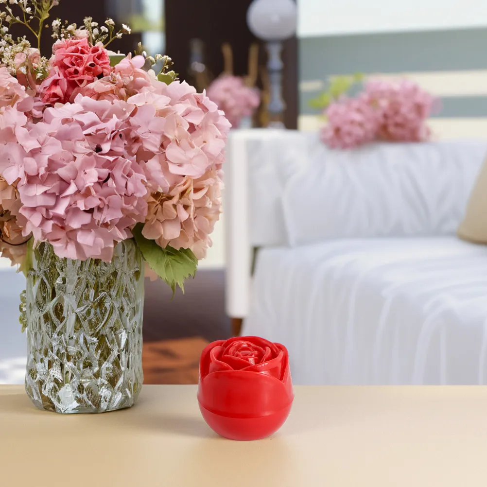 

4Pcs LED Rose Electronic Flameless Lights Red Faux Glowing Pillar Candles Valentines Day Wedding Anniversary Proposal