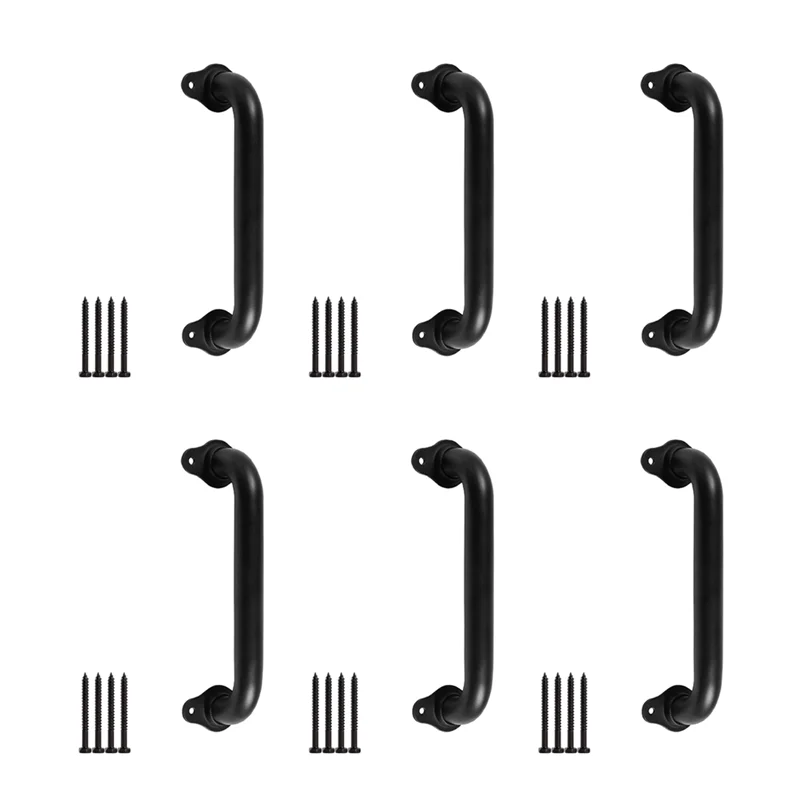 

AA81-6Pcs 10-дюймовый металлический настенный поручень для промышленной трубы-ручка для двери сарая, поручень для лестничных ступеней