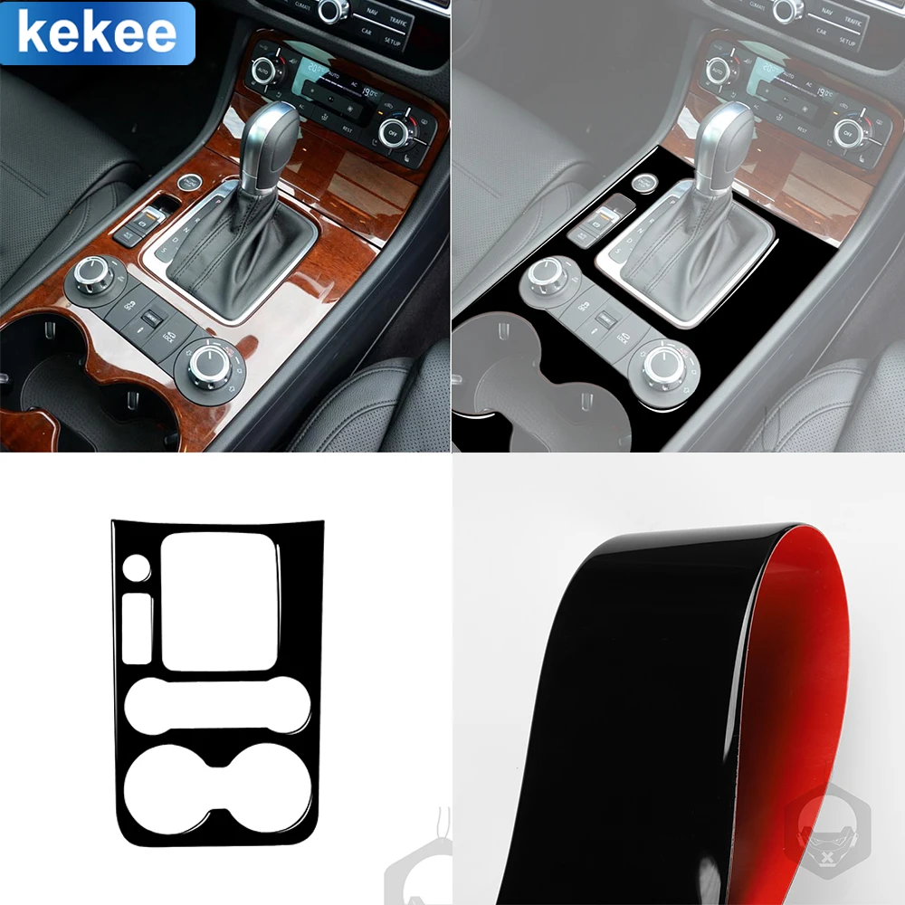 

For VW Touareg 7P MK2 2011 2012 2013 2014 2015 2016 2017 2018 Gear Shift Panel Piano Black Stickers Car Interior Accessories