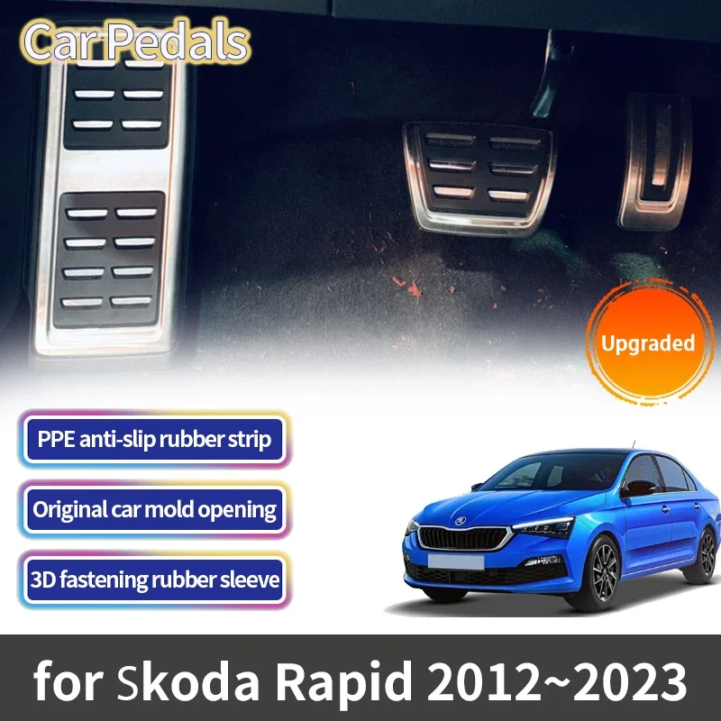 

Для Skoda Rapid 2013 Volkswagen VW Polo 2018 2012 ~ 2023 аксессуары автомобильные педали, газовый тормоз, нескользящая накладка на педаль 2019 2017 2015 2014