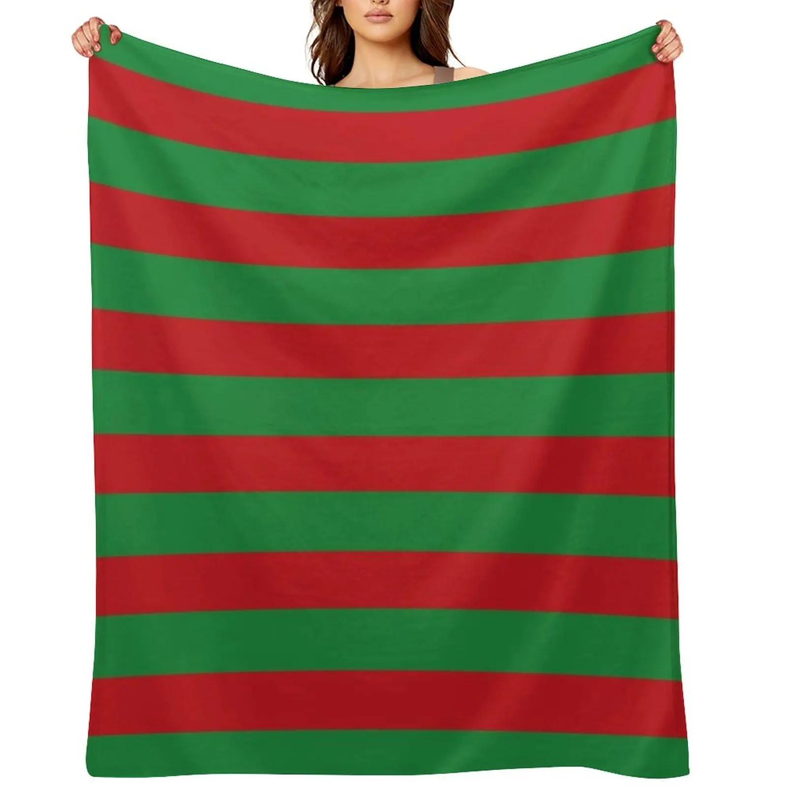 

Red and green stripe pattern Throw Blanket Personalized Gift halloween wednesday For Sofa Thin Blankets