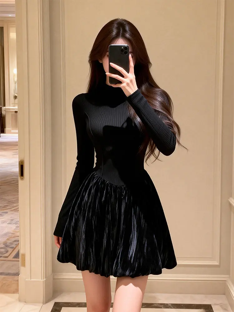 

Юбка-трапеция Hebden Sle Bla Splice Dr Ele с высокой талией, длинная, женская, весна-осень-зима, Dr Ele Fashion