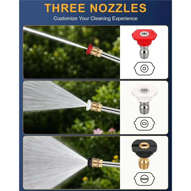 LLCS-For Power Washer Garden Hose Hydro Upgraded Jet Nozzle Washer Wand High Pressure Washer Tools Hose Attachment