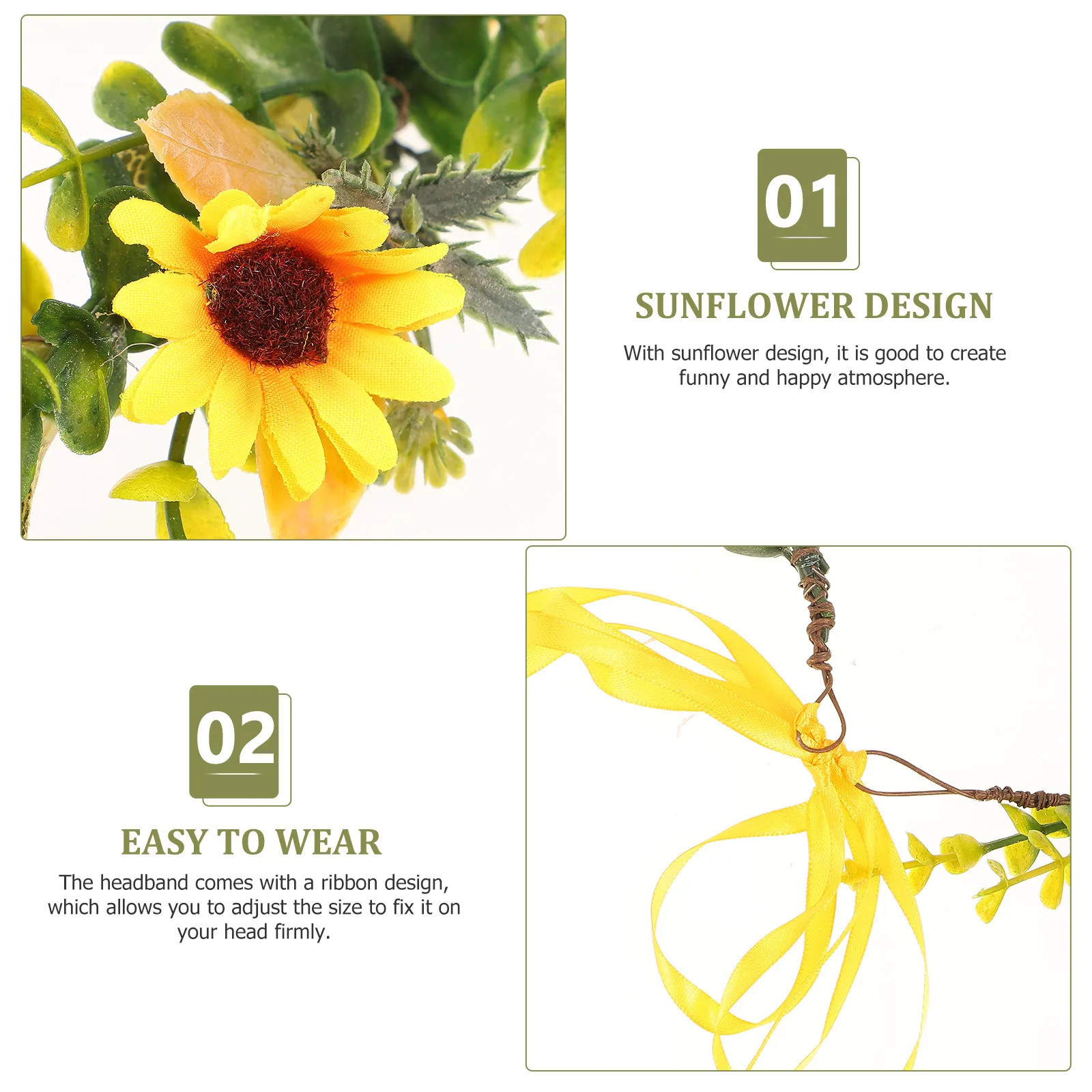 

Sunflower Hair Hoop Lightweight Party Headwear Exquisite Craftsmanship Cosplay Performance Decor Wreath Hair Accessory For