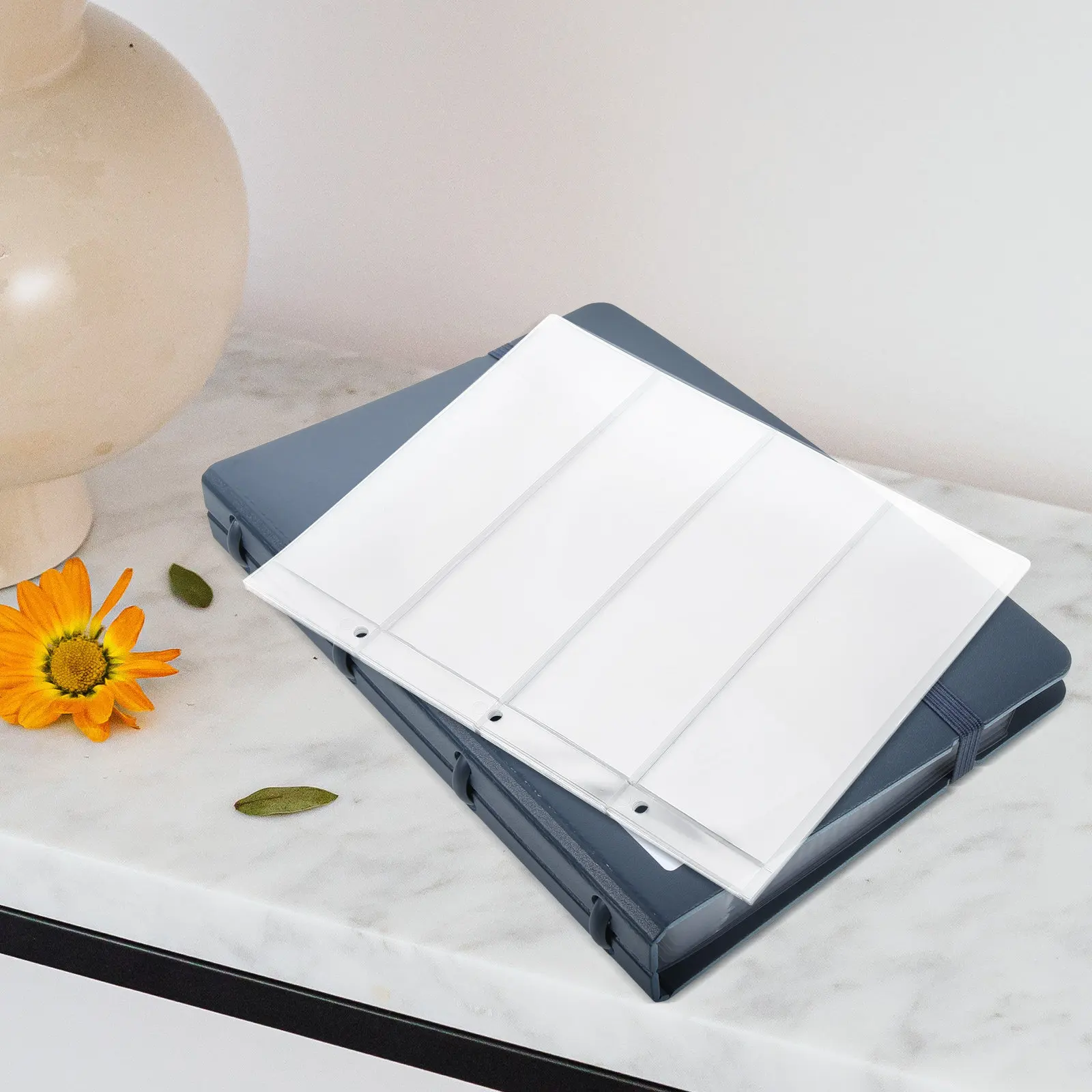10Pcs PVC Currency Collecting Album Pages Money Holder Inserts Four Rows for Cash Storage Organizer Money Hiders Page for Cash