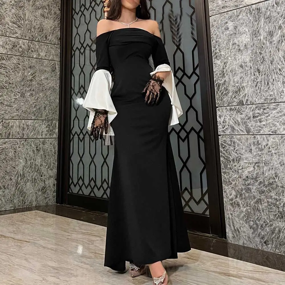 

Simple Mermaid Strapless Off The Shoulder Evening Dress Casual n Women's Splicing style Prom Gown 2023 فساتين سهرة بسيطة