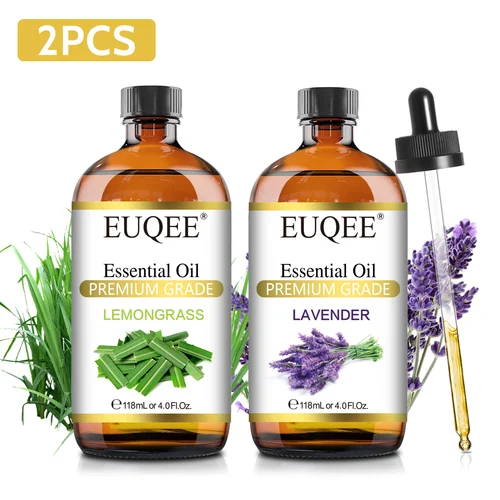 Imagen 2 del producto EUQEE 118ML lavanda jazmín eucalipto vainilla horteleza aceites esenciales con gotero de vidrio para humidificador fabricación de velas
