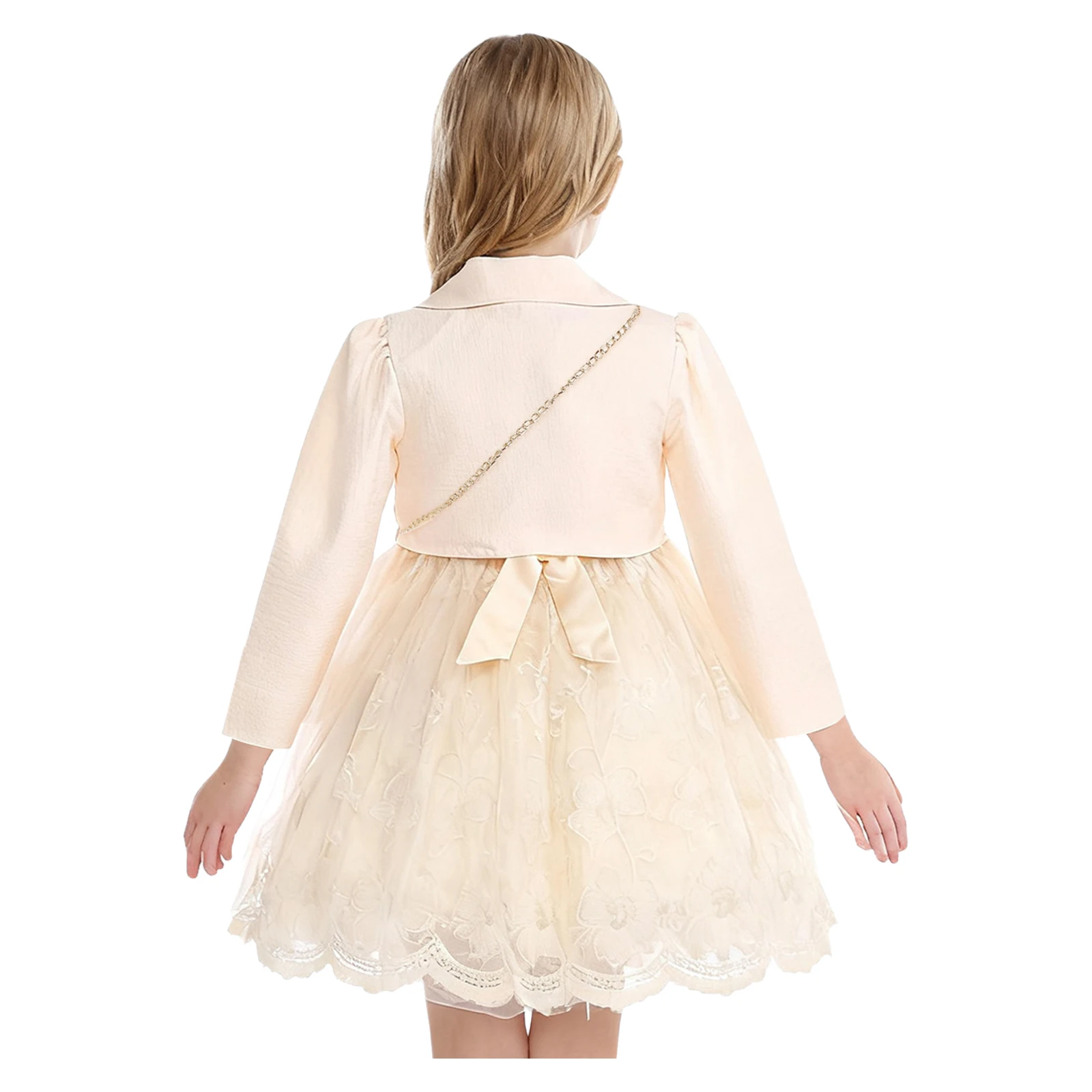 فستان أنيق للفتيات لحفلات الأميرة فستان بدون أكمام من التول المطرز بالزهور مع سترة وحقيبة لحفلات الزفاف وأعياد الميلاد