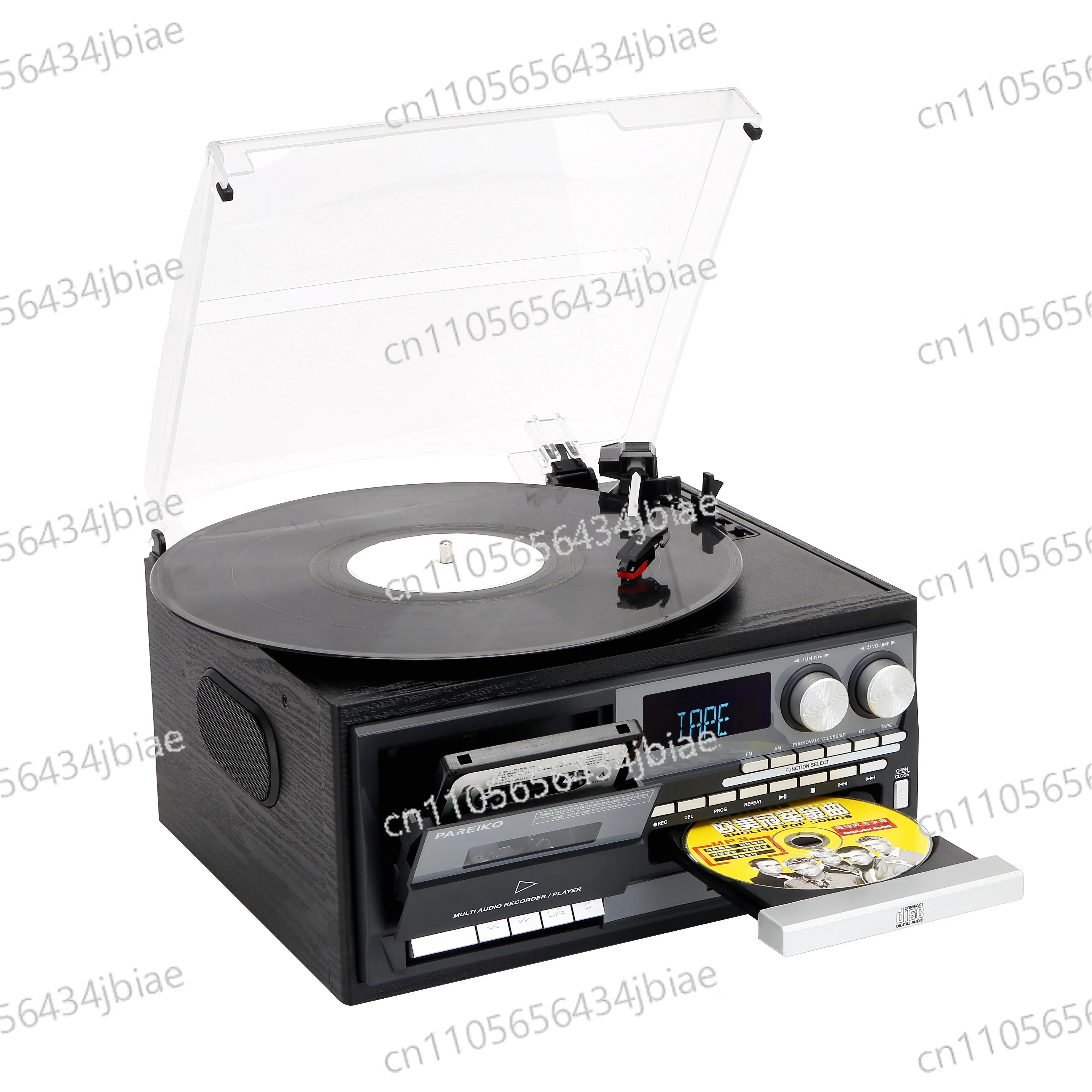 Vintage All In 1 Vinyl Turntable Player Record Player 3 Speed Turntable With Built-in Speakers Bluetooth