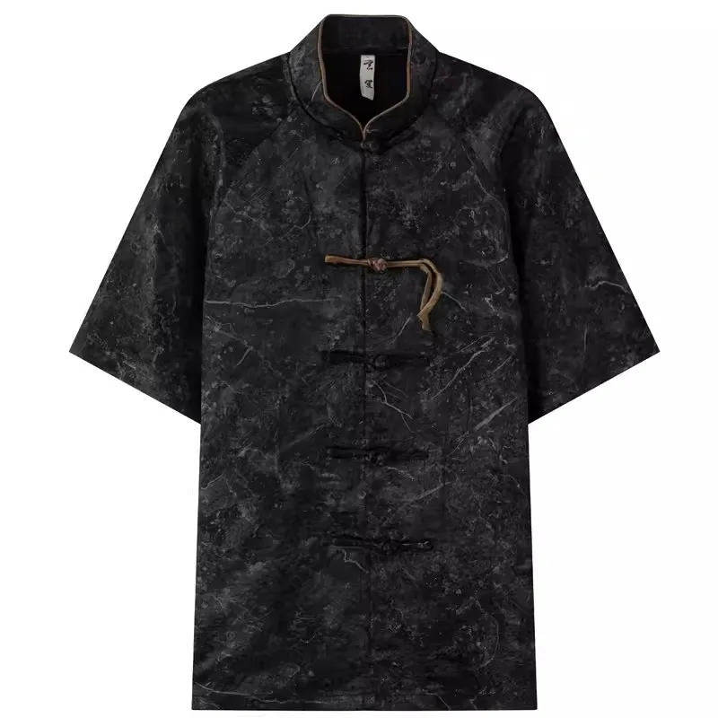 

Camouflage Jacquard Frog Shirts For Men Short Sleeve Tang Costume Summer Top Quality Chinese Style Comfortable Camisas De Hombre