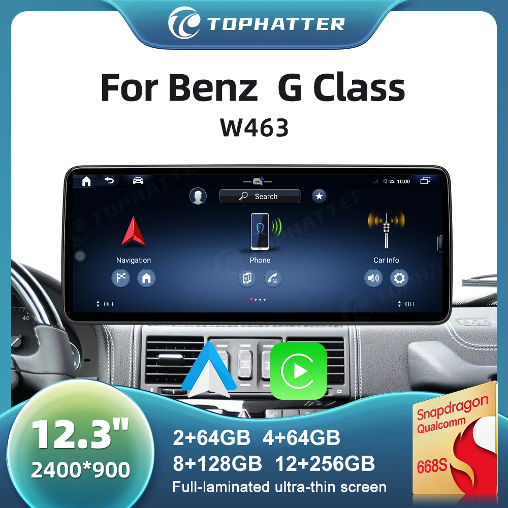 

12.3" Car Radio For Mercedes Benz G Class W463 WCarPlay Android Auto Head Unit Screen Multimedia Player 668S
