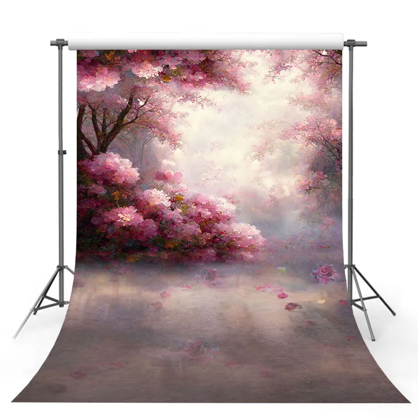 

Mehofond Photography Background Oil Painting Pink Flower Kids Birthday Party Pregnant Women Portrait Decor Backdrop Photo Studio