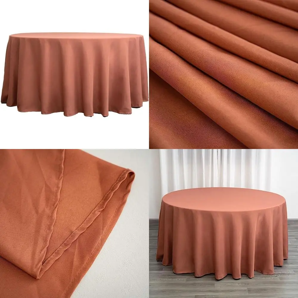 

Terracotta 120 Inch Round Tablecloths Set of 6, Polyester Fabric for Weddings, Parties, Receptions, and Banquets