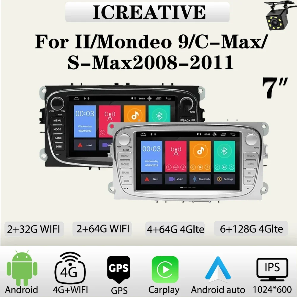 

Car Radio Android for 2008-2011 Ford Focus II Mondeo 9 S-Max C-Max Galaxy Kuga Multimedia Carplay Stereo Autoaudio Navigation