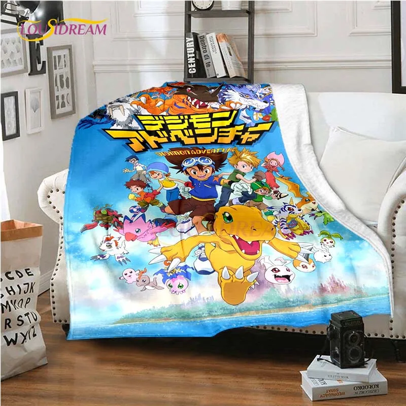 

New Cartoon Digimon Blankets for Beds Anime Blanket Queen Size Soft Bed Sheet Rome Decor Winter Bedding Cover Kids Gift Picnic