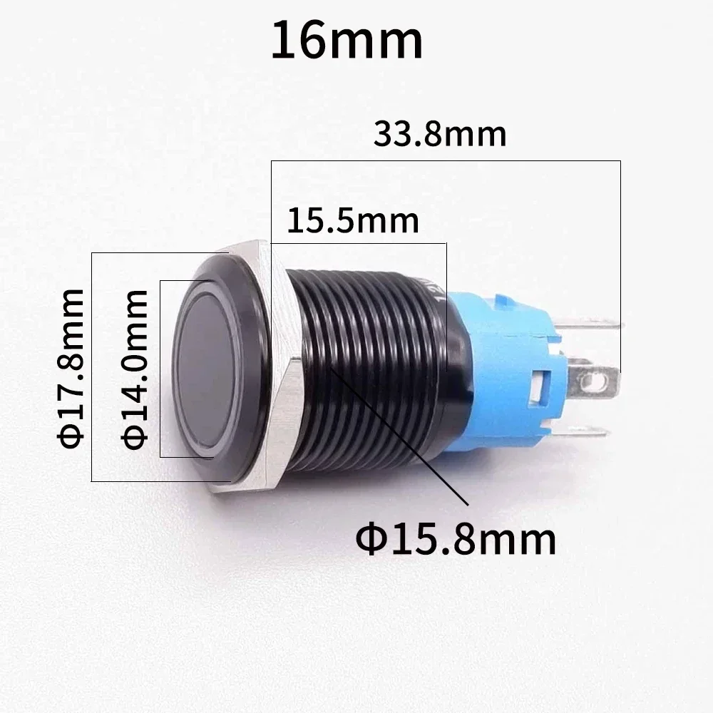 16mm 19mm 22mm Metal Push Button Switch With Fixed PC Power Supply Switches Car Engine Start Stop Backlit LED 3v 5v 6v 12v 24v