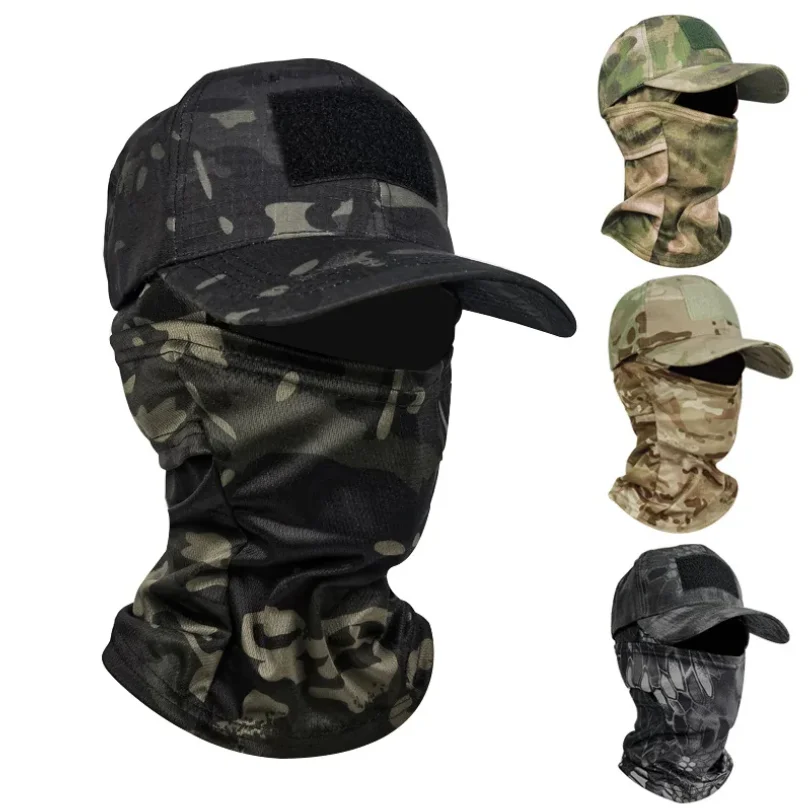 

Tactical Camo Baseball Cap with Face Mask - Outdoor Sports Hat for Hiking, Fishing, Climbing & Sun Protection