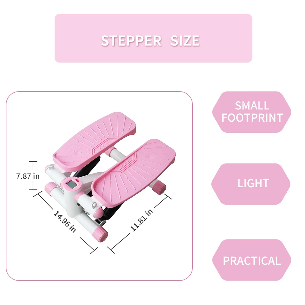 Mini Stepper with Resistance Bands Stair Stepper with 330LBS Loading Capacity Hydraulic Fitness Stepper with LCD Monitor