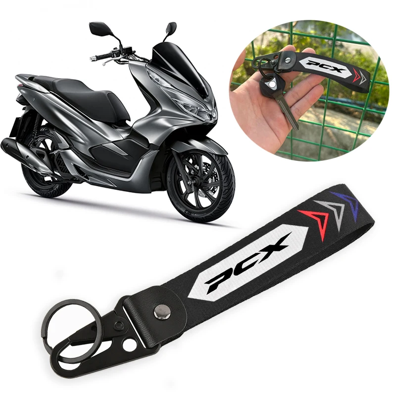 Para Honda PCX 125 PCX 160 PCX 150 PCX125 PCX150 PCX160 pcx Llavero de motocicleta bordado con cinta y cordón