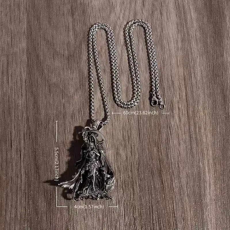 Classic Retro Holy Death Sickle Pendant Stainless Steel Necklace for Men Fashion Personality Punk Pagan Jewelry Accessories Gift