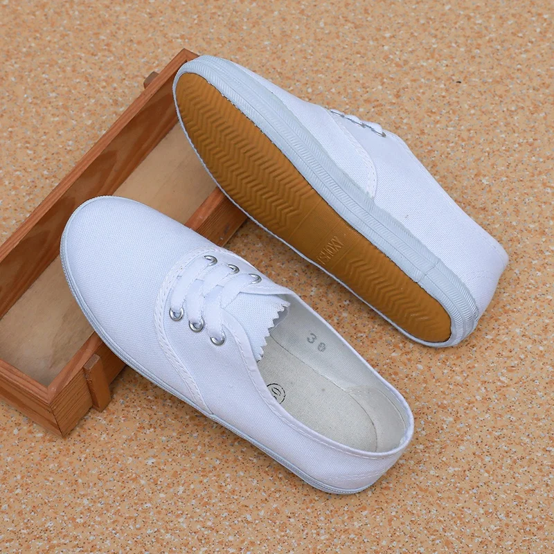 

Unisex Canvas Sneakers White Shoes Dance Performance Gymnastics Student Morning Exercise Martial Arts Nurse Shoes Breathable ...