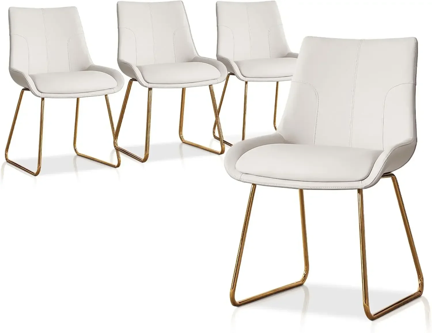 

Dining Chair Set of 4, Mid Century Modern Faux Leather Dining Chair, Kitchen Side Comfy Chairs (4-Gold Legs)