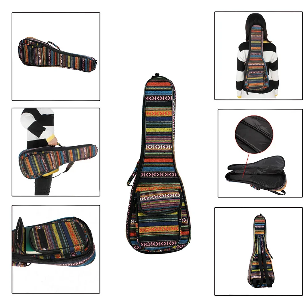 23-Zoll-Ethno-Ukulele-Tasche, tragbar, weiche Tasche, Konzert, Oxford-Stoff, Rucksack, Handtasche, verstellbarer Riemen – Detail 10