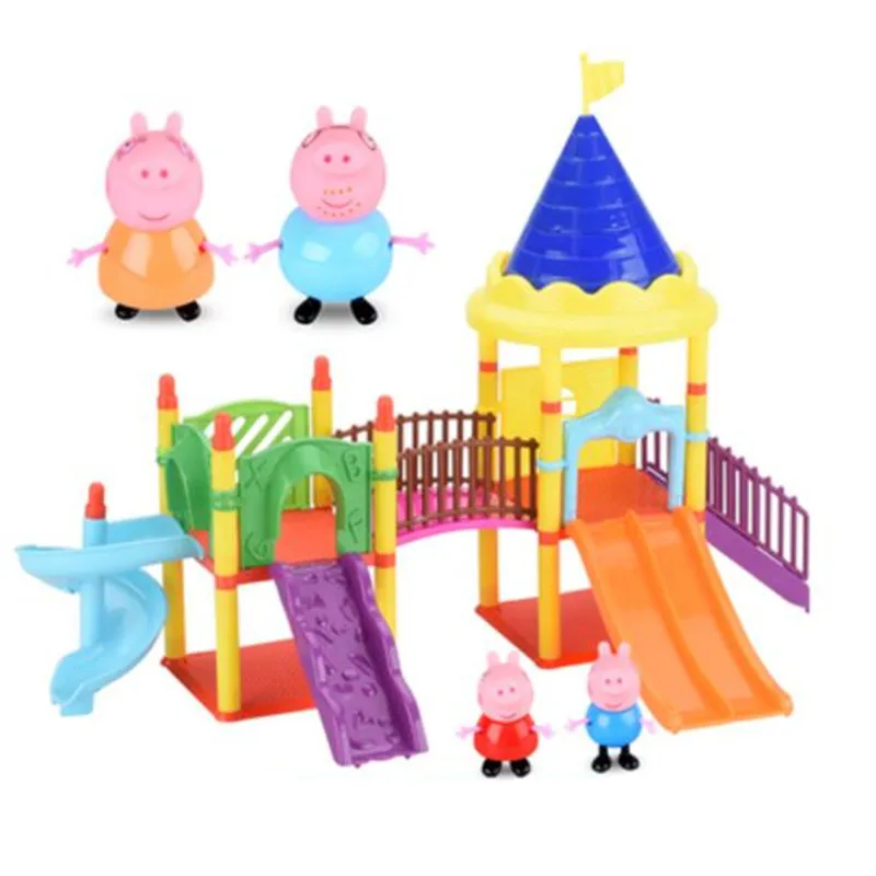 Peppa Pig Cartoon Animal Pig Series Animation Toy Amusement Park Family Characters PVC Model Children\'s Birthday Gift