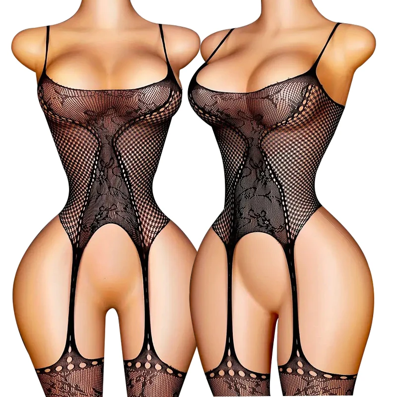 Low Bras Body Suits Sling Bodystocking Erotic Crotchless Underwear For Women Black Sexy Fishnet Hollow Underwear Sets One Pieces