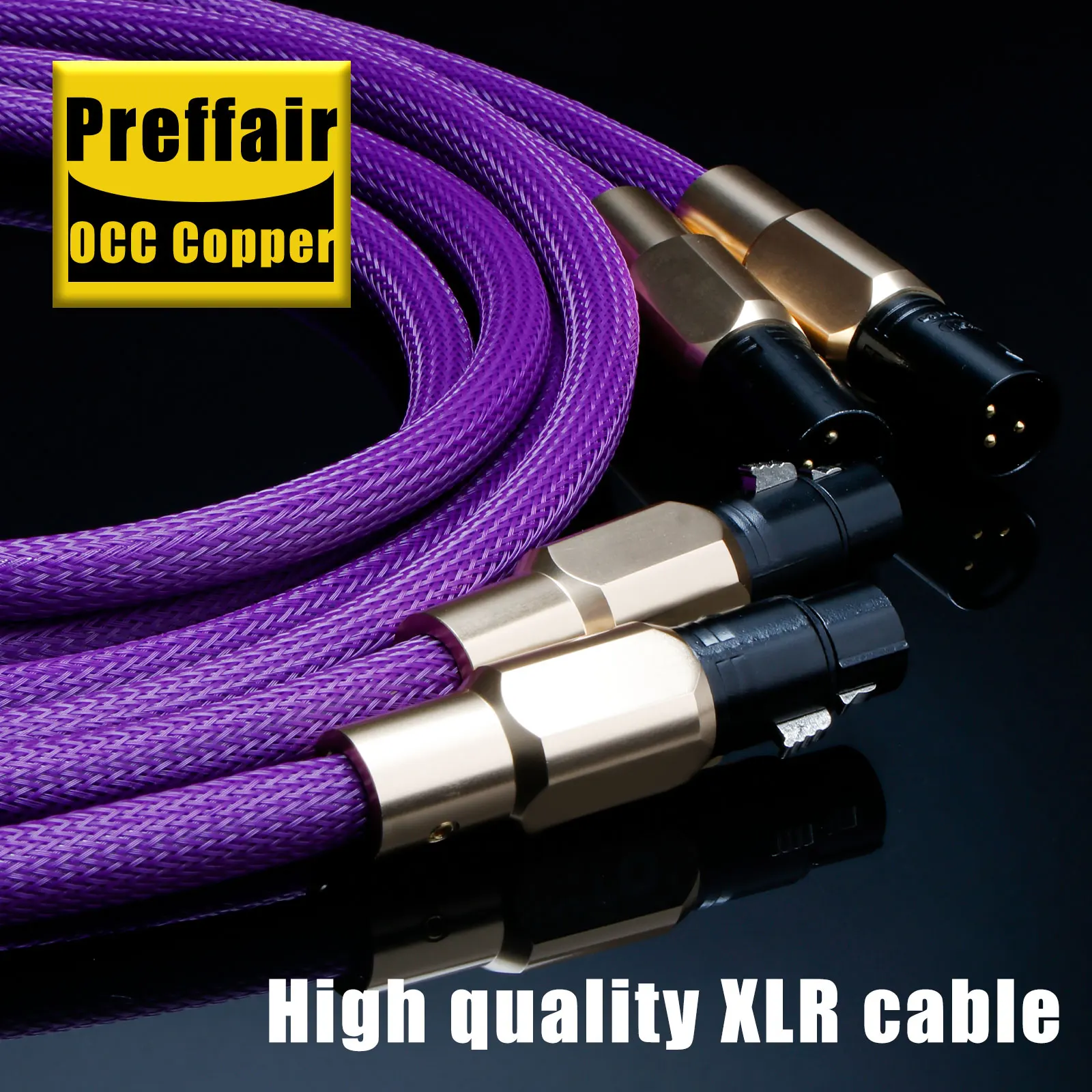Preffair X423 1 Paar HiFi-Audio-XLR-Kabel aus OCC-Kupfer, einseitig, mit 3-poligen Buchsen- und Steckeranschlüssen – Detail 3
